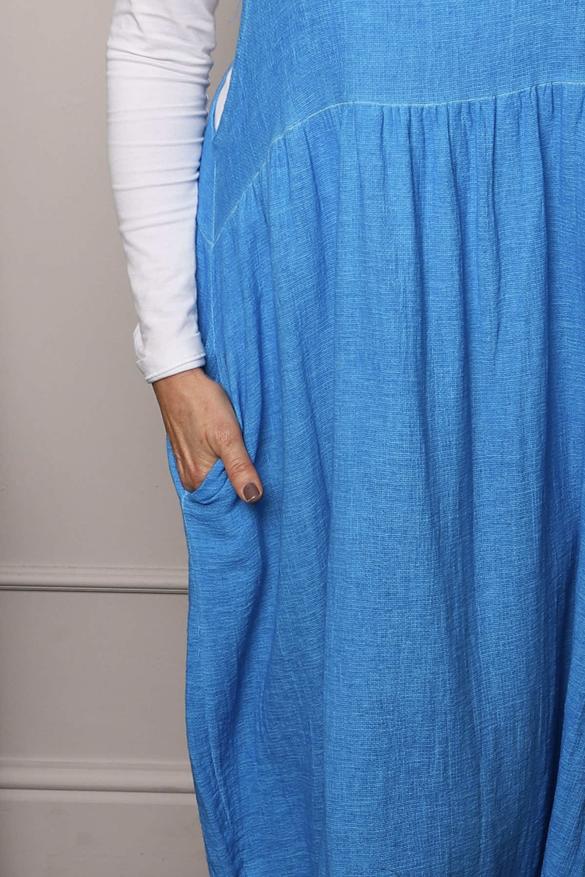 Meredith Washed Linen Pinafore Aqua