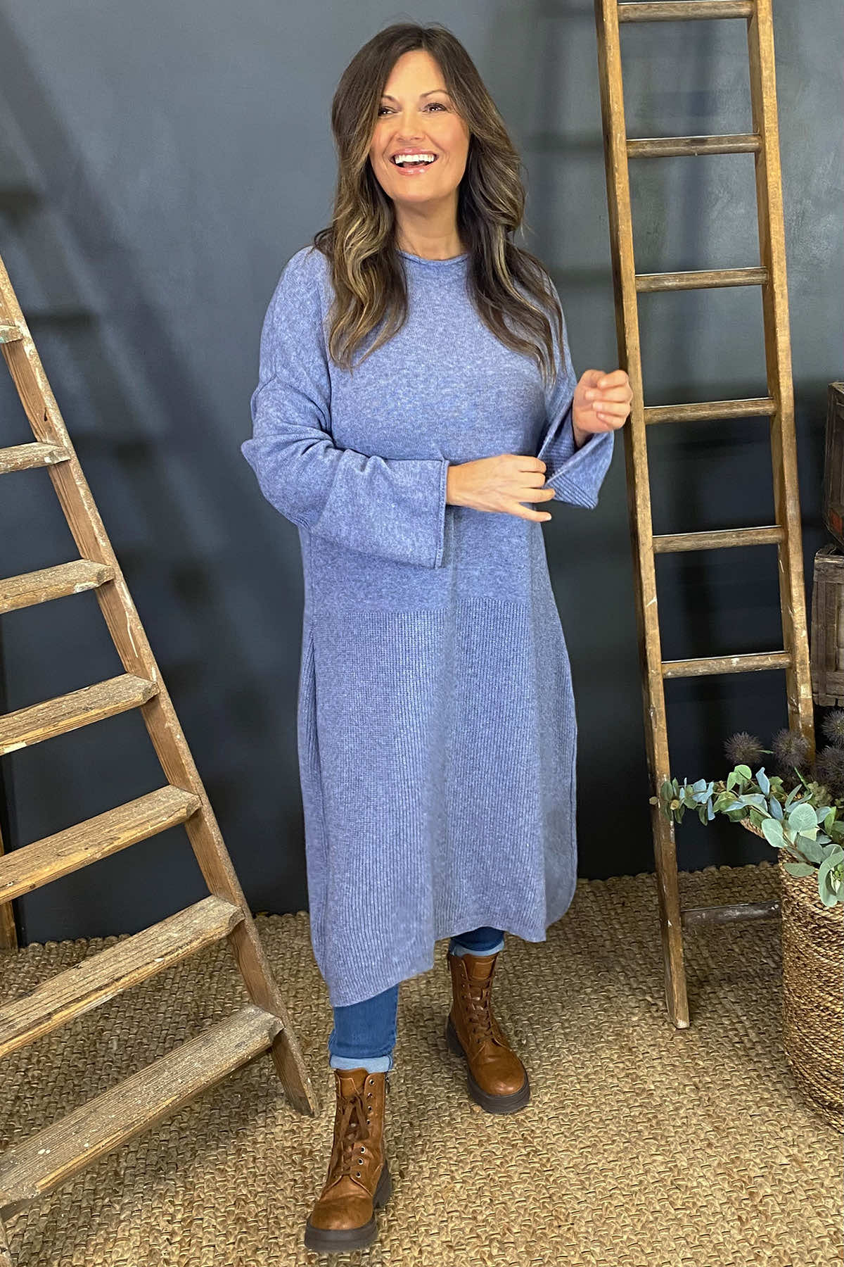 Natalia Knitted Dress Blue