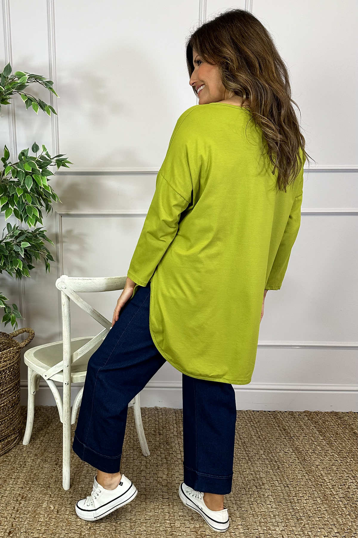 Billie V-Neck Cotton Top Lime