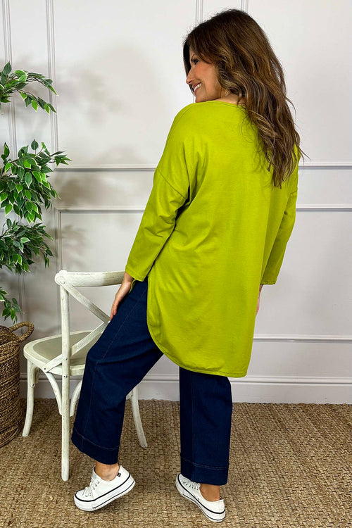 Billie V-Neck Cotton Top Lime - Image 4