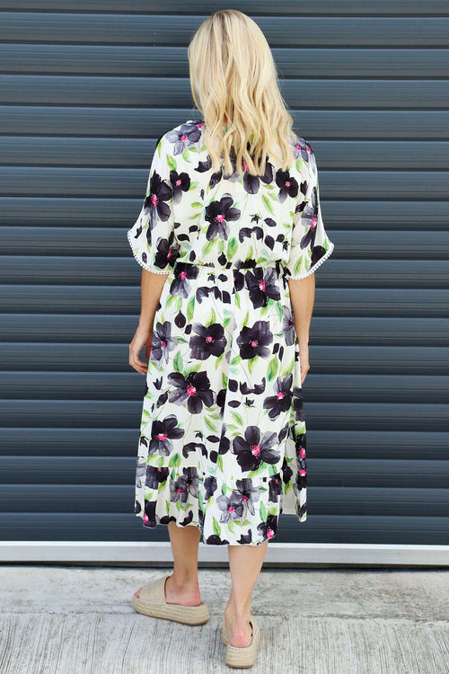 Amyla Floral Print Dress Black - Image 4