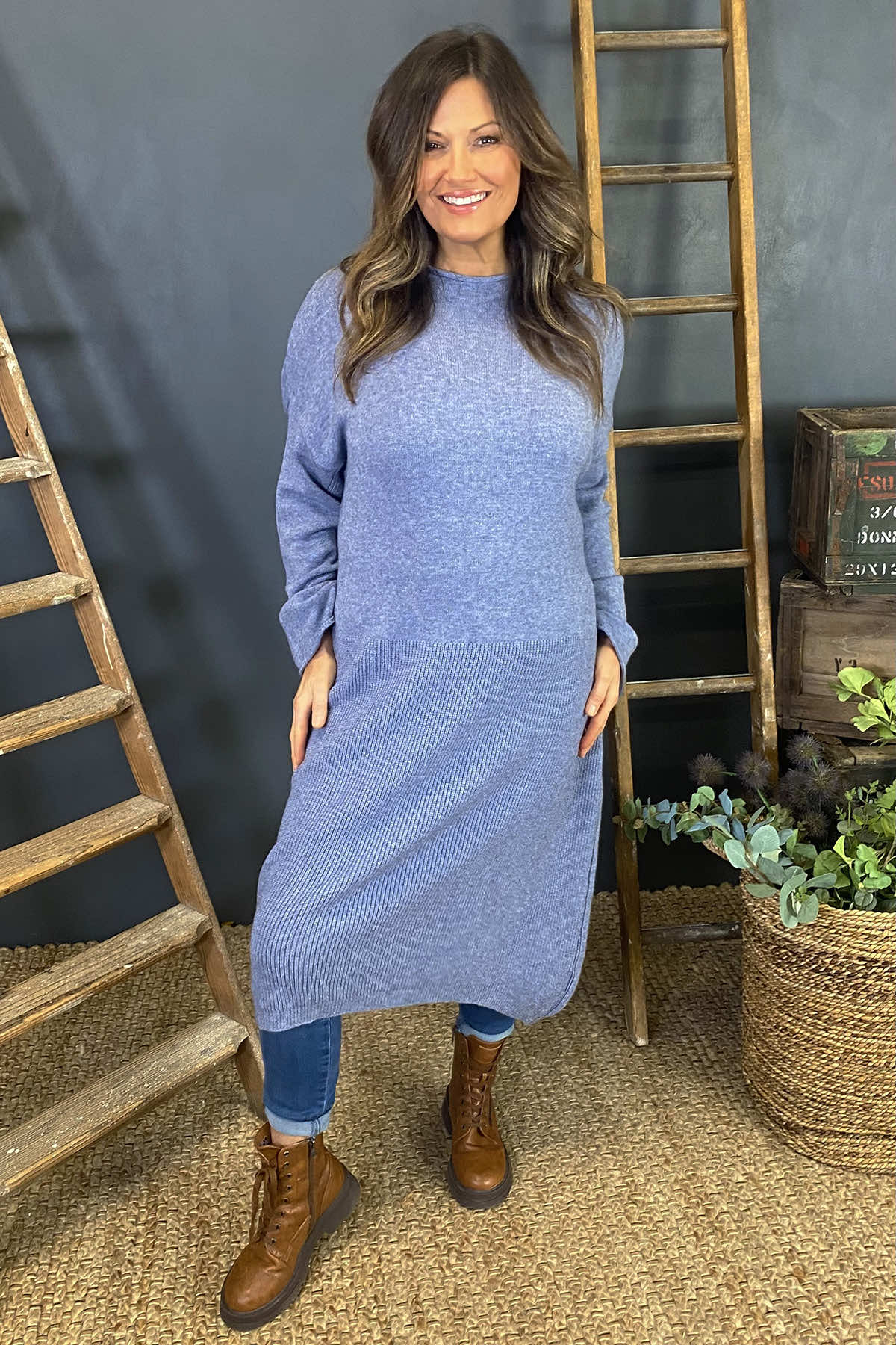 Natalia Knitted Dress Blue