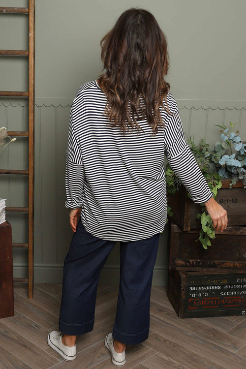 Frances Stripe Sweat Top Navy - Image 4