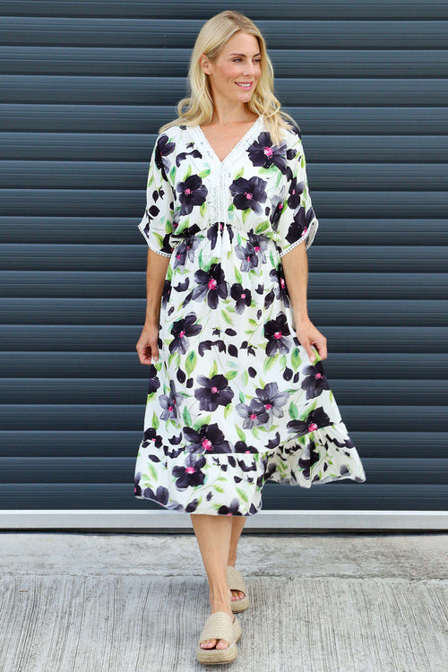 Amyla Floral Print Dress Black - Image 2