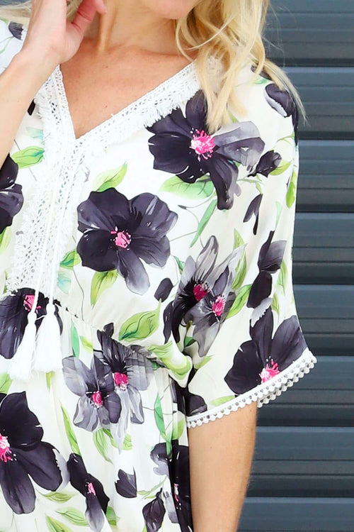 Amyla Floral Print Dress Black - Image 3