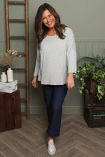 Frances Stripe Sweat Top Grey Grey - Frances Stripe Sweat Top Grey