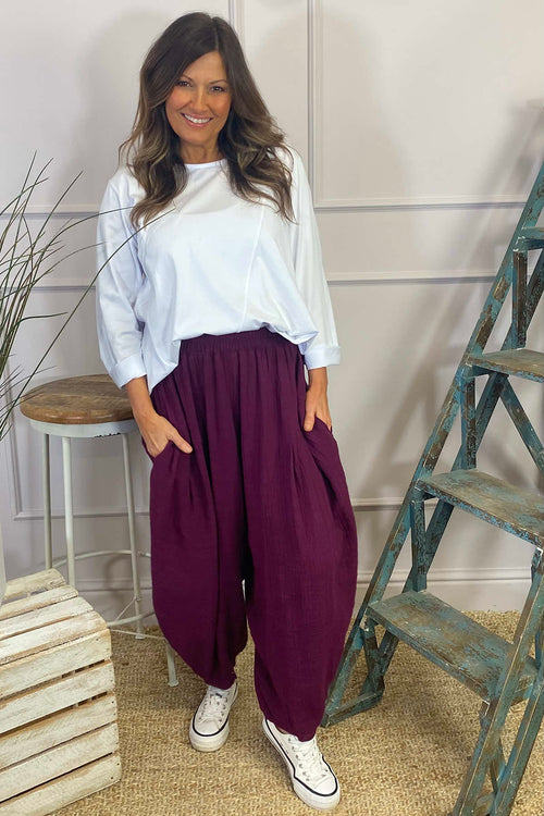 Kristin Cotton Trousers Burgundy - Image 3