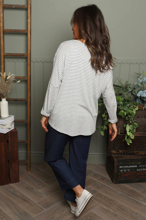 Frances Stripe Sweat Top Grey - Image 4