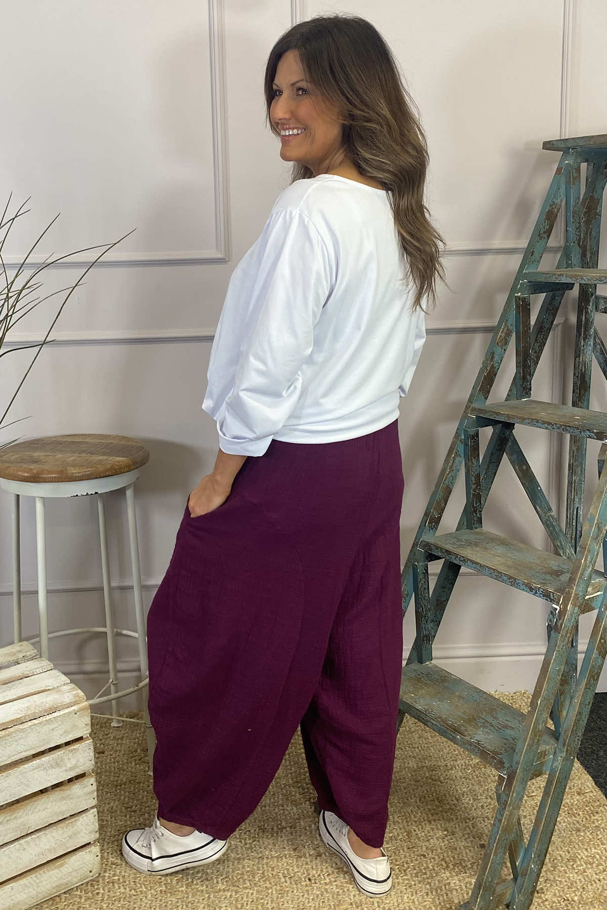 Kristin Cotton Trousers Burgundy