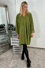 Caggia Pocket Needlecord Tunic Olive Olive - Caggia Pocket Needlecord Tunic Olive