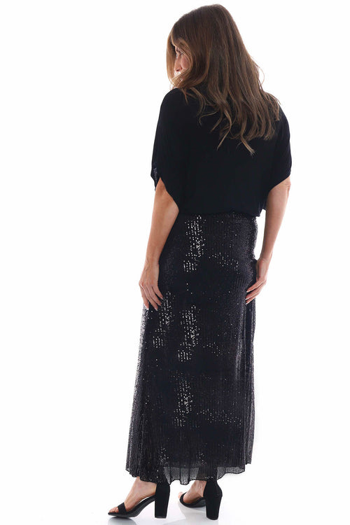 Sia Sequin Midi Skirt Silver