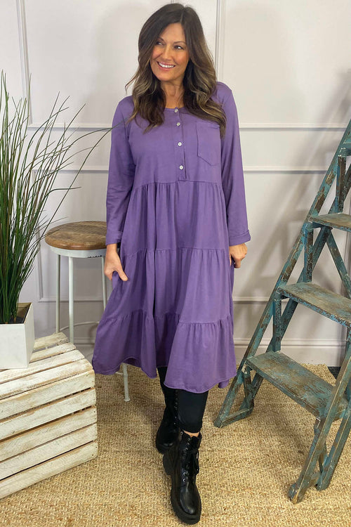 Piper Tiered Cotton Tunic Purple - Image 3