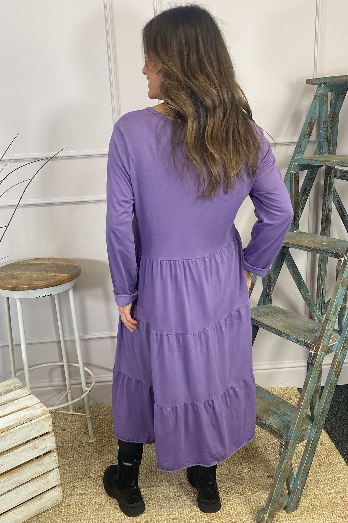 Piper Tiered Cotton Tunic Purple