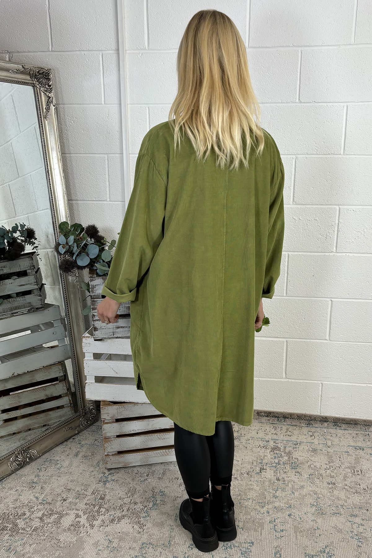 Caggia Pocket Needlecord Tunic Olive