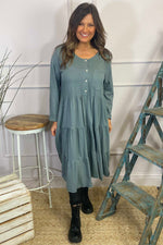 Piper Tiered Cotton Tunic Mid Grey Mid Grey - Piper Tiered Cotton Tunic Mid Grey