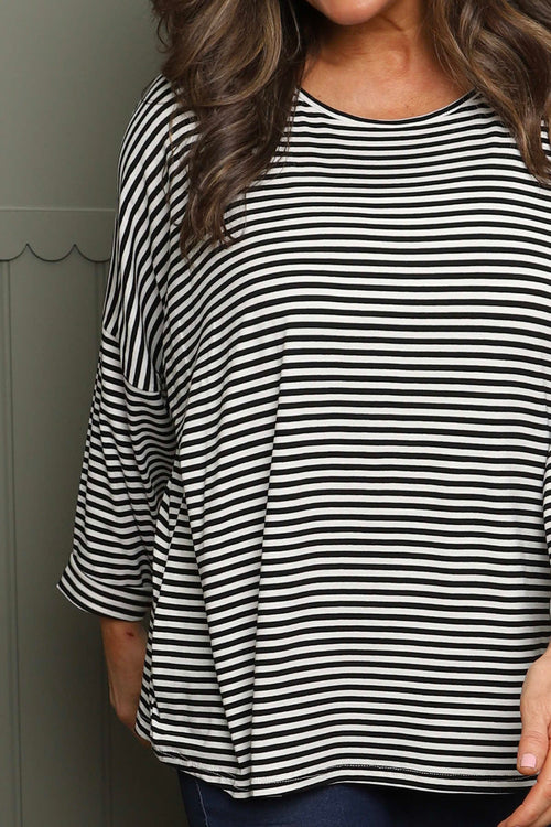 Frances Stripe Sweat Top Black - Image 3