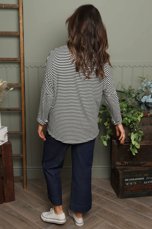 Frances Stripe Sweat Top Black - Image 4
