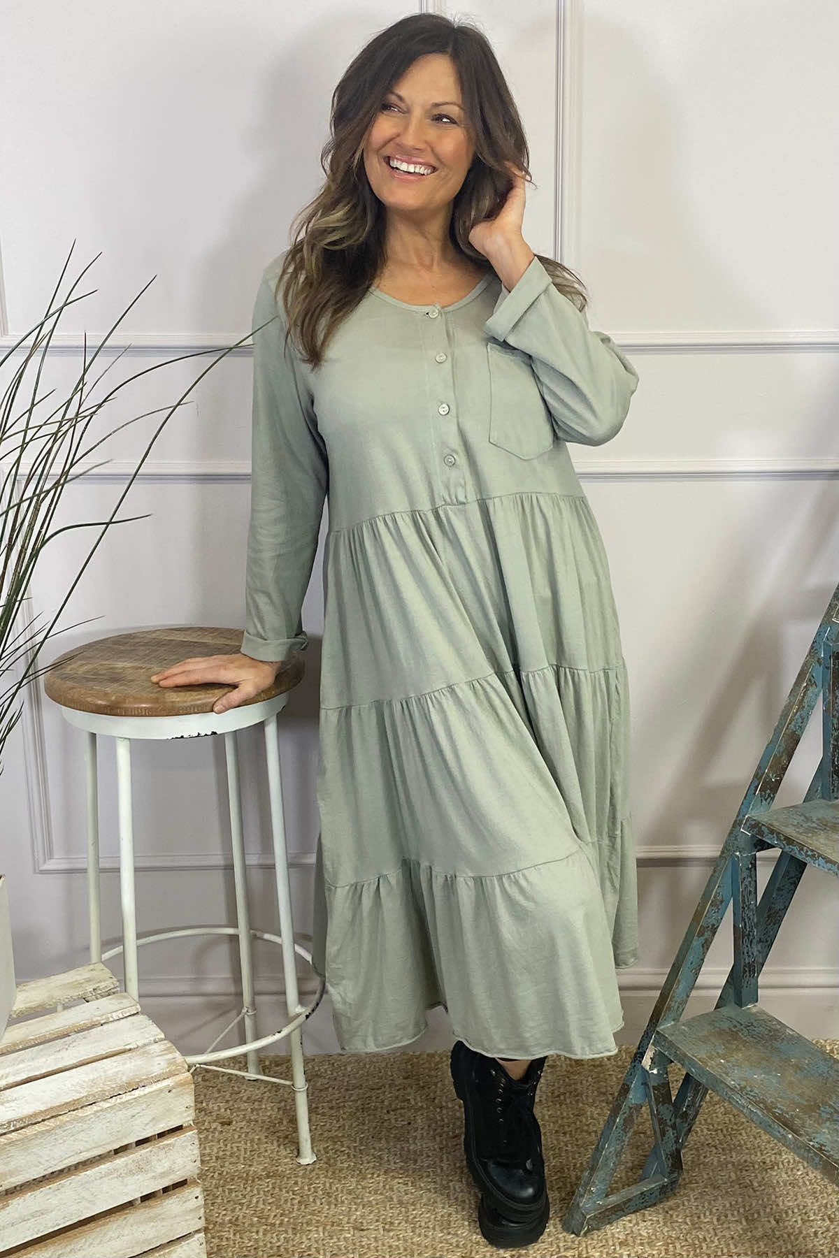 Piper Tiered Cotton Tunic Mocha