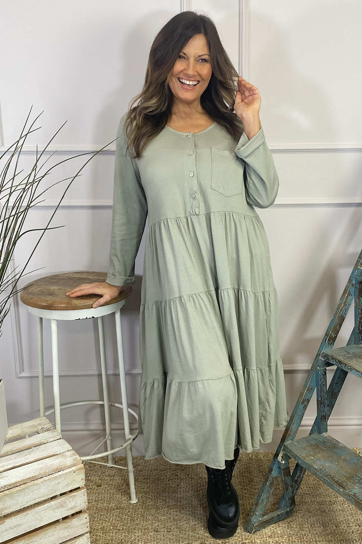 Piper Tiered Cotton Tunic Mocha