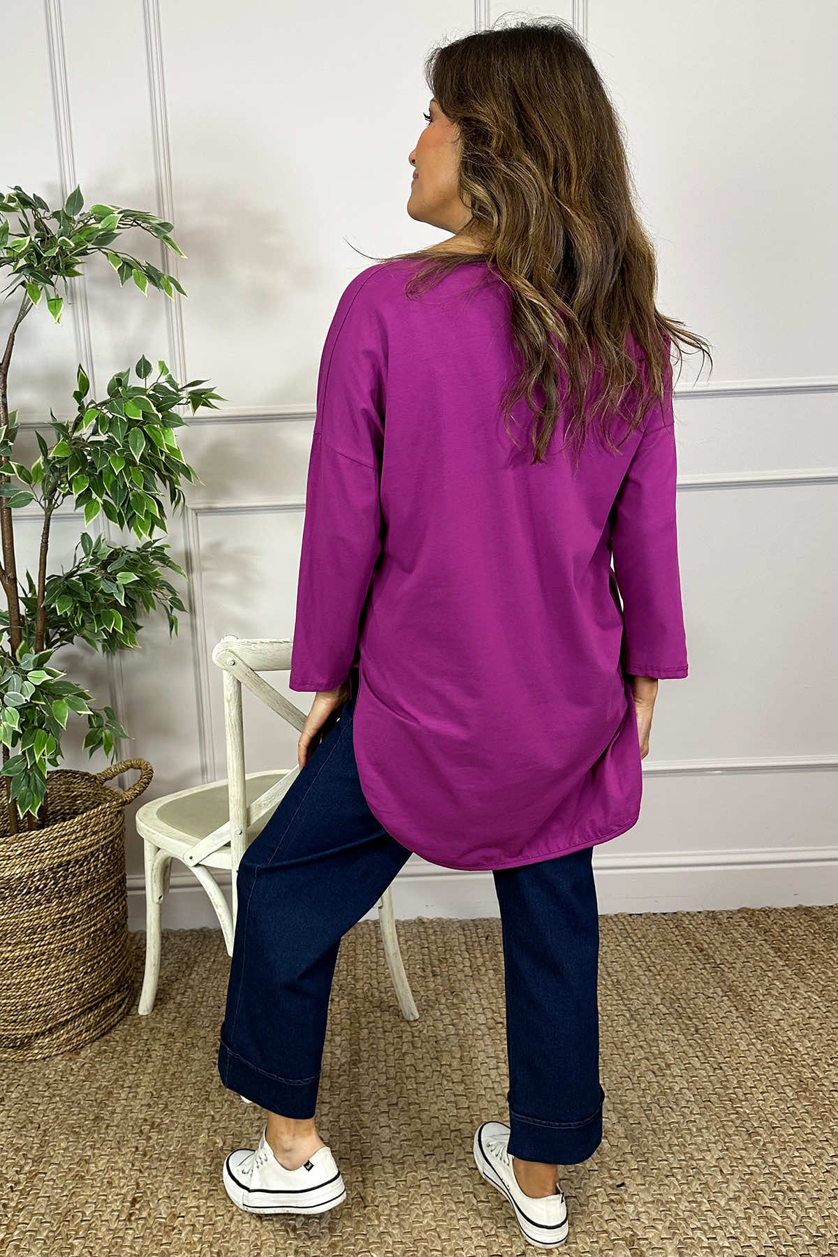 Billie V-Neck Cotton Top Purple