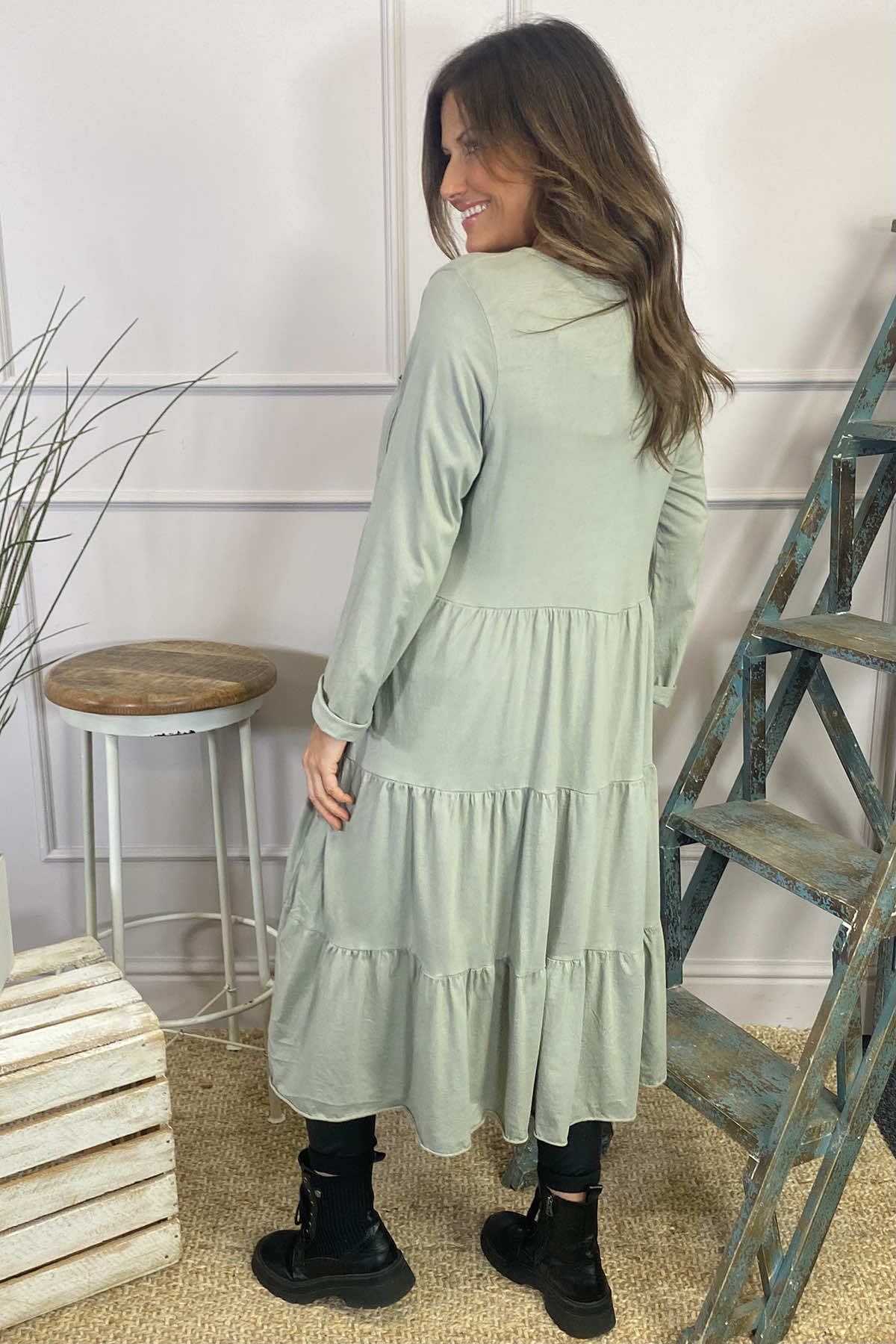 Piper Tiered Cotton Tunic Mocha