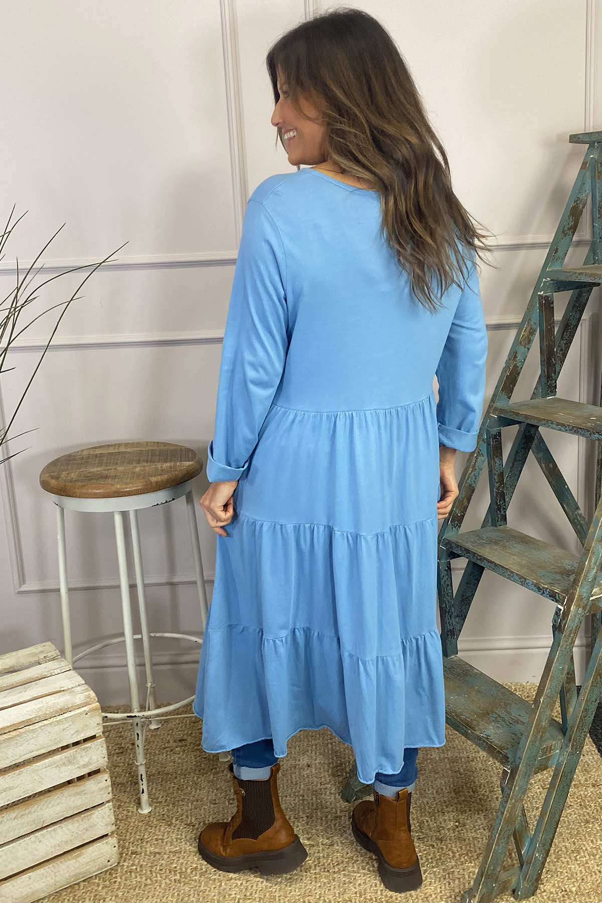 Piper Tiered Cotton Tunic Blue