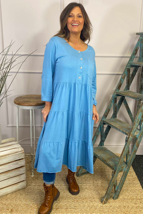 Piper Tiered Cotton Tunic Blue - Image 3