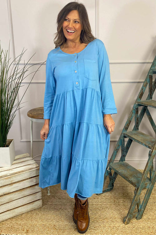 Piper Tiered Cotton Tunic Blue - Image 2