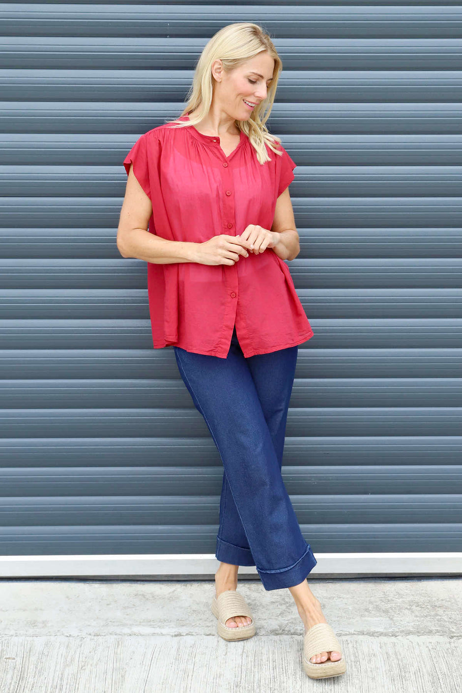 Irena Cotton Blouse Red