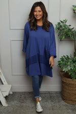 Mozelle Crochet Detail Cotton Top Cobalt Cobalt - Mozelle Crochet Detail Cotton Top Cobalt