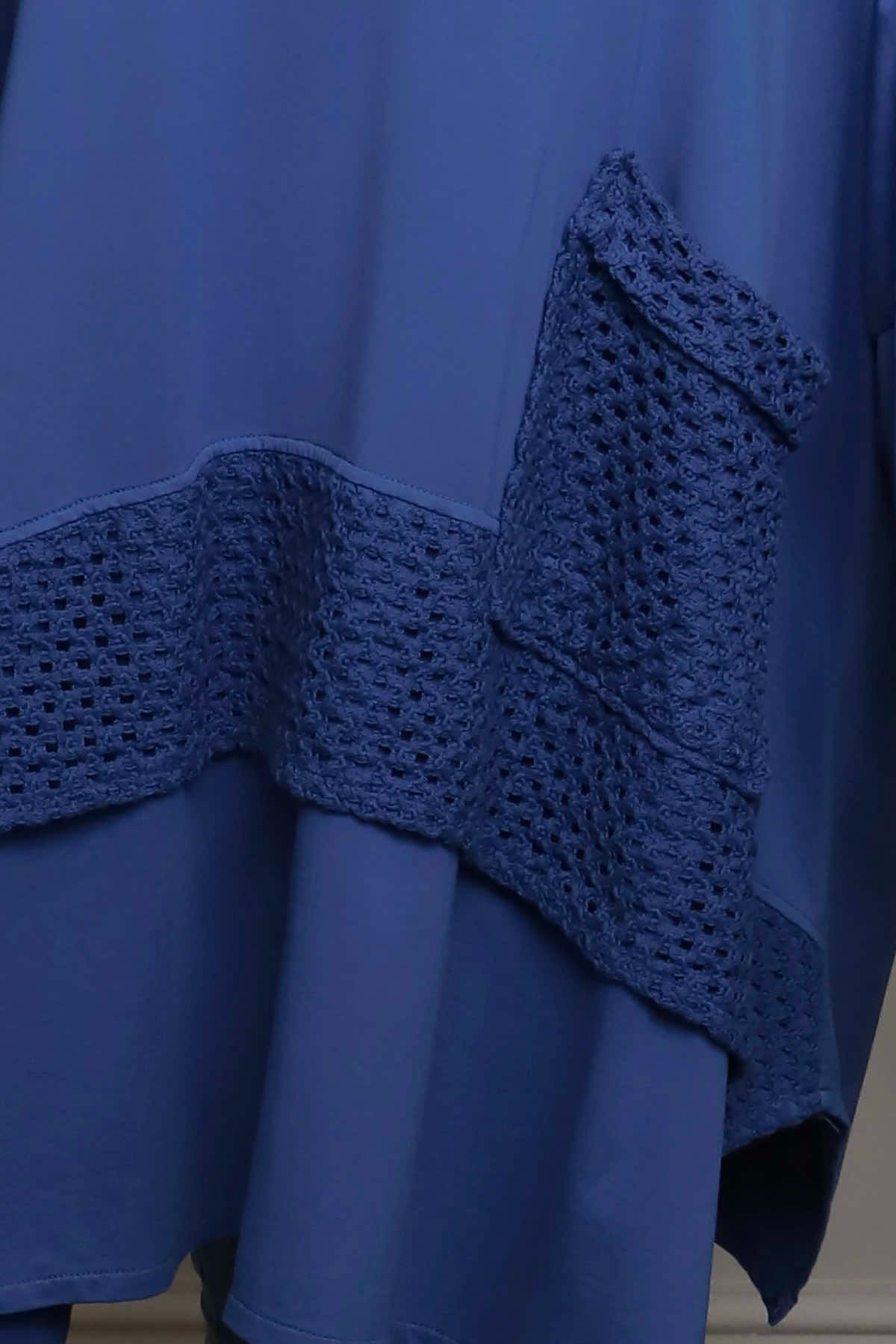 Mozelle Crochet Detail Cotton Top Cobalt