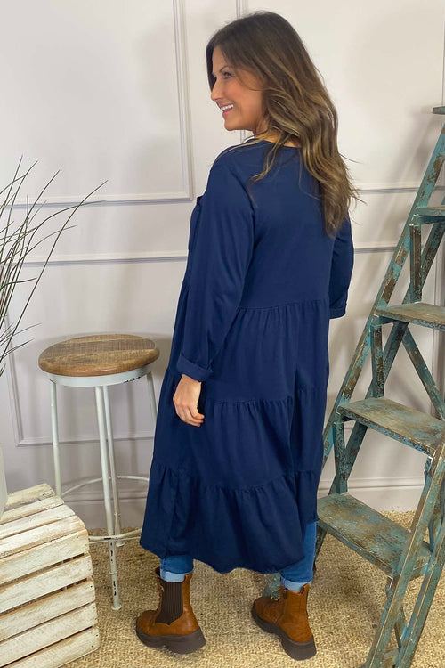 Piper Tiered Cotton Tunic Navy - Image 4