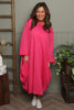 Brianne Long Sleeve Cotton Dress Fuchsia