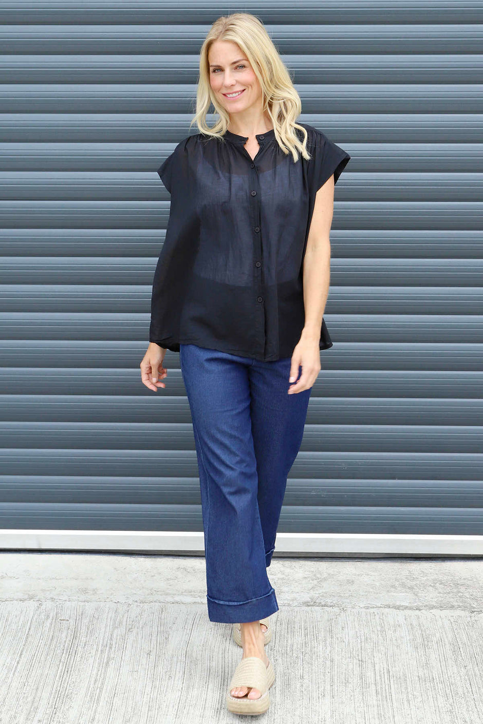 Irena Cotton Blouse Black