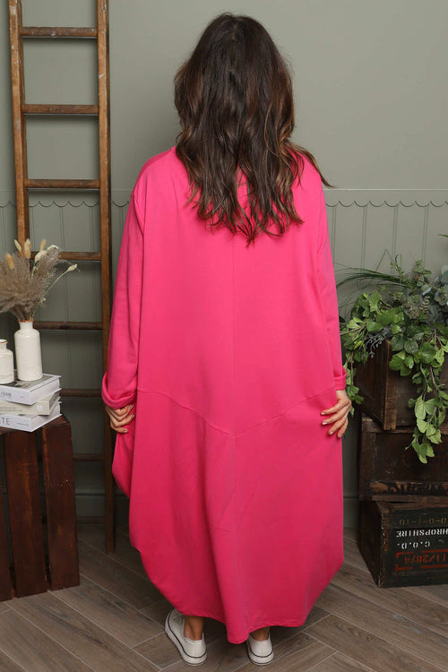 Brianne Long Sleeve Cotton Dress Fuchsia - Image 4