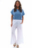 Corzano Broderie Anglaise Palazzo Pants White