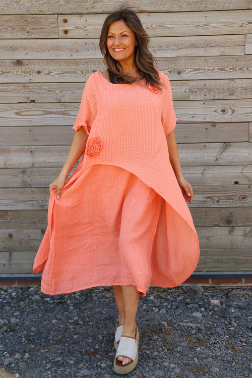 Made In Italy Lulworth Layered Rosette Linen Dress | Kit and Kaboodal Made In Italy Lulworth Layered Rosette Linen Dress | Kit and Kaboodal