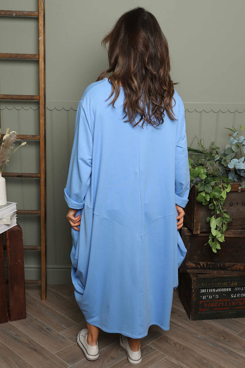 Brianne Long Sleeve Cotton Dress Powder Blue - Image 4