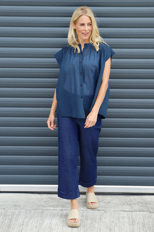 Irena Cotton Blouse Navy - Image 2