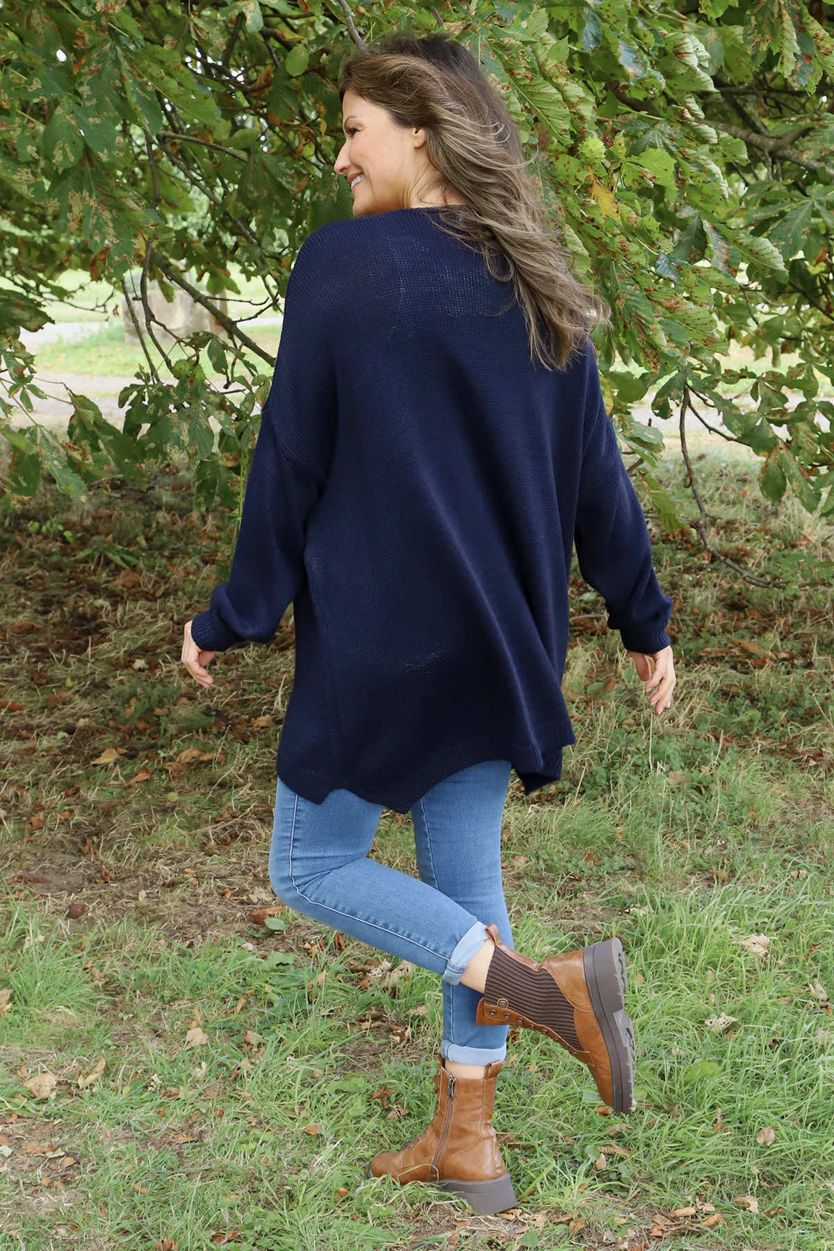 Josephine V-Neck Knitted Jumper Navy