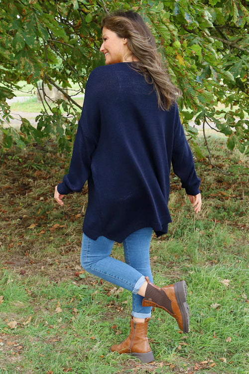 Josephine V-Neck Knitted Jumper Navy - Image 4