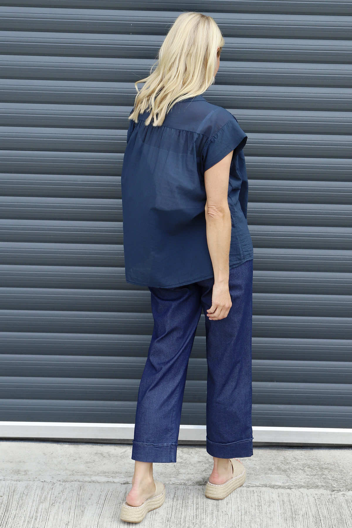 Irena Cotton Blouse Navy