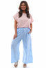 Corzano Broderie Anglaise Palazzo Pants Light Blue