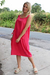 Holkham Linen Dress Fuchsia