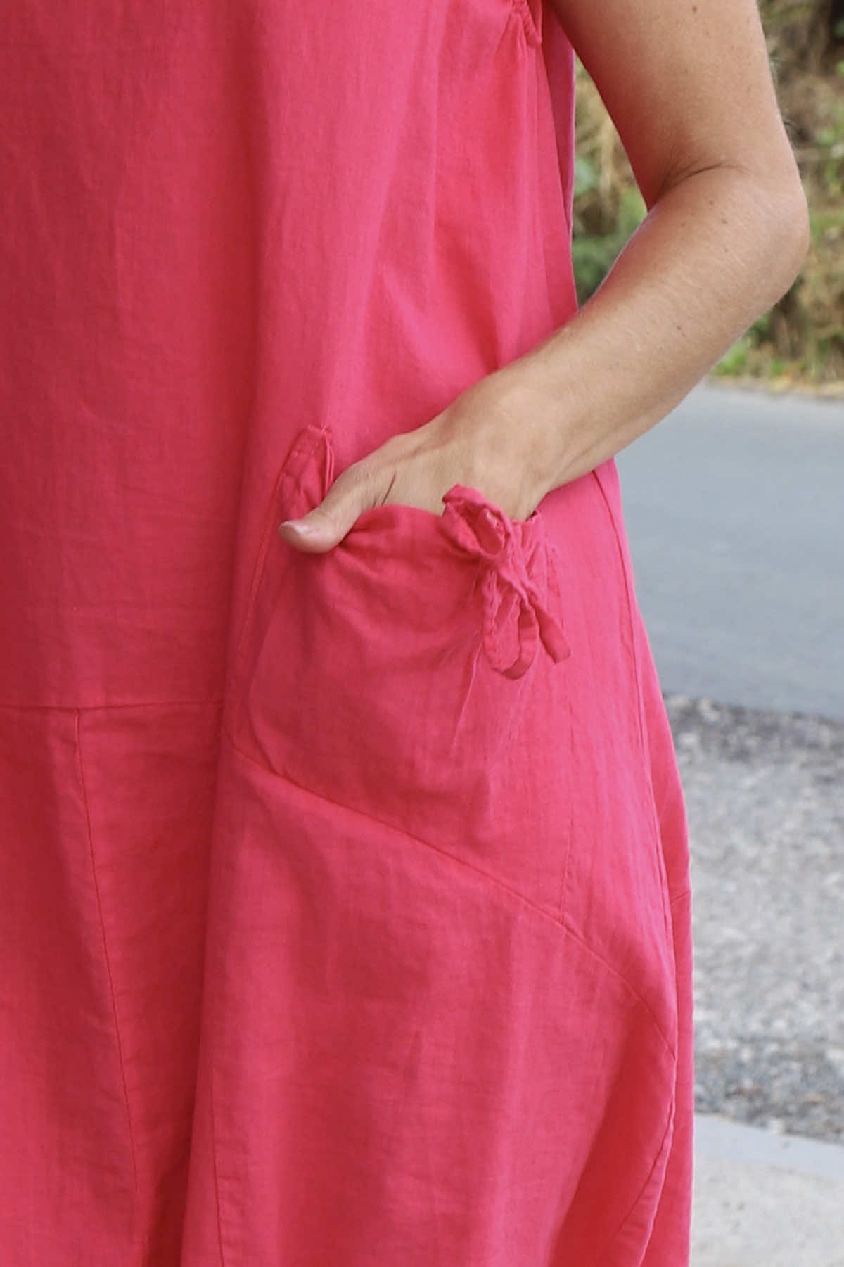 Holkham Linen Dress Fuchsia
