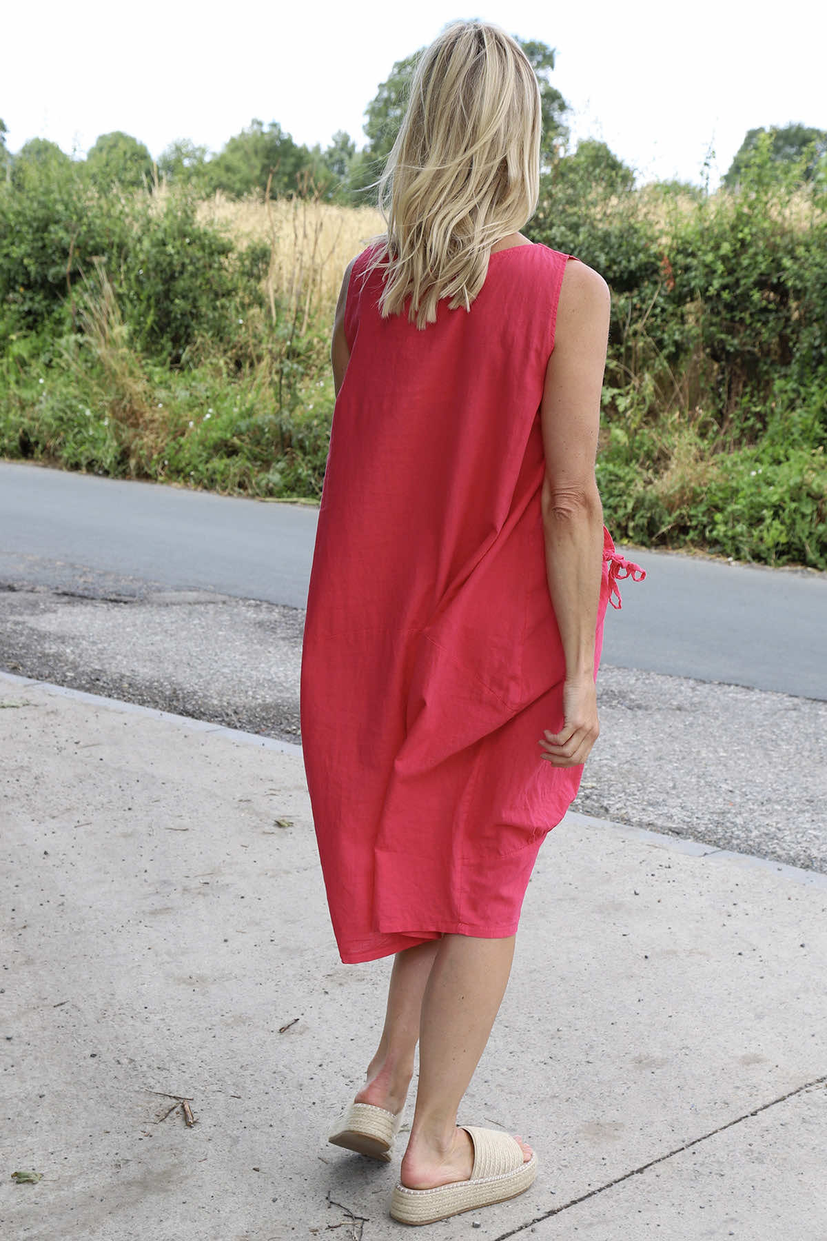 Holkham Linen Dress Fuchsia