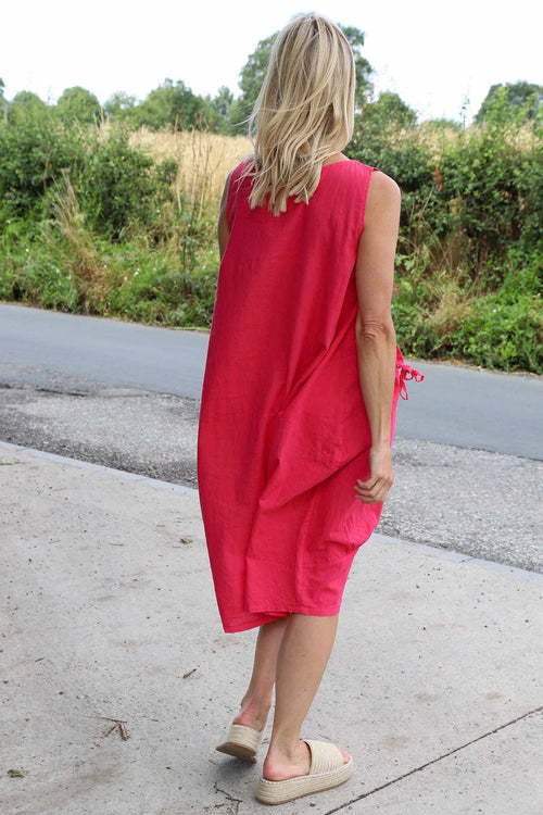 Holkham Linen Dress Fuchsia - Image 3