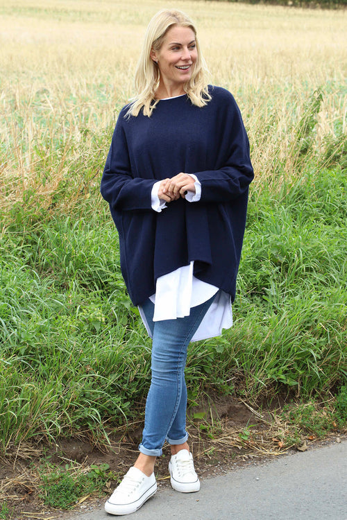 Leah Knitted Jumper Navy - Image 2