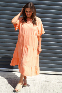 Made In Italy Soleil Tiered Crinkle Cotton Dress