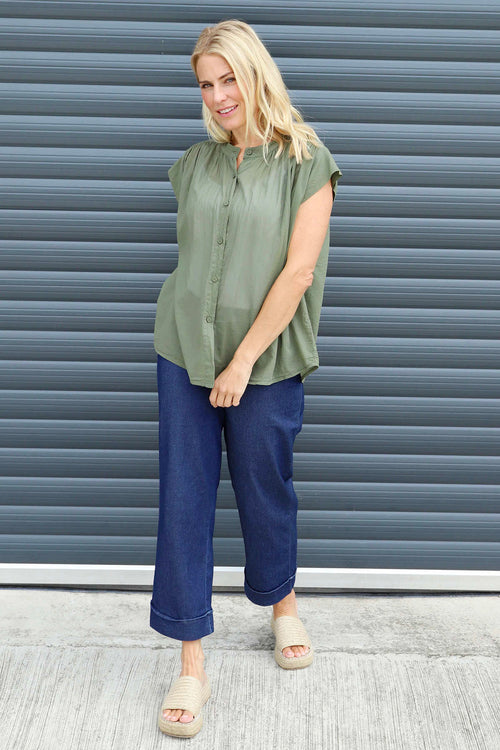 Irena Cotton Blouse Khaki - Image 2